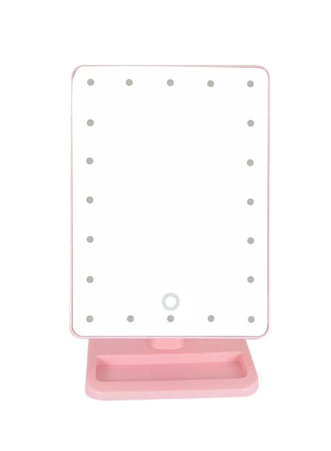 Rotatable Makeup Mirror With Led Lights Pink