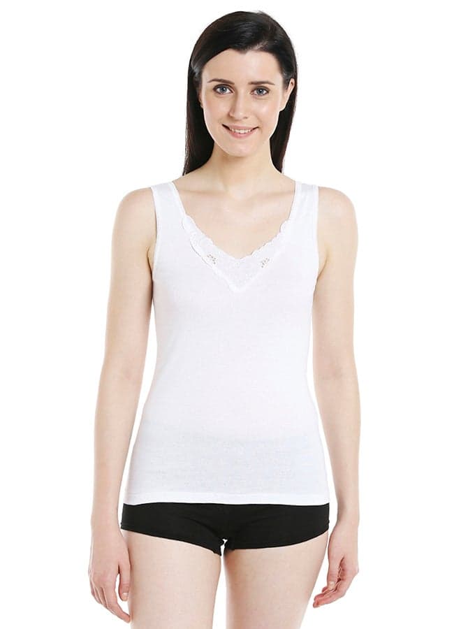 Cotton V Neck Vest White