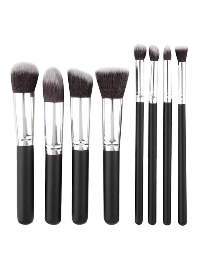 8-Piece Makeup Brush Set Black/Silver