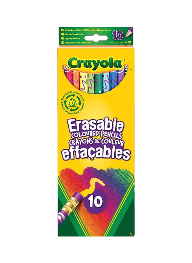 10-Piece Erasable Coloured Pencil Set Multicolour