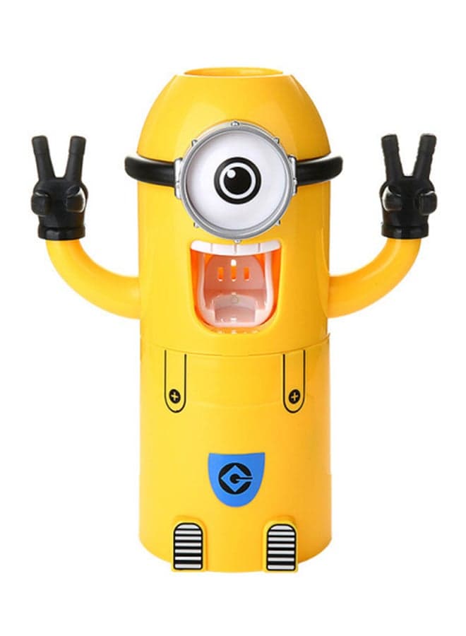 Minions Toothbrush Holder Cum Toothpaste Dispenser Yellow/Black/White
