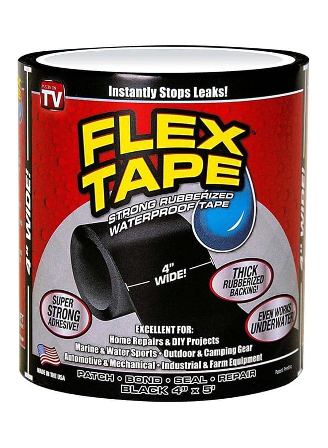 Strong Rubberized Waterproof Seal Tape 4" x 5' Black
