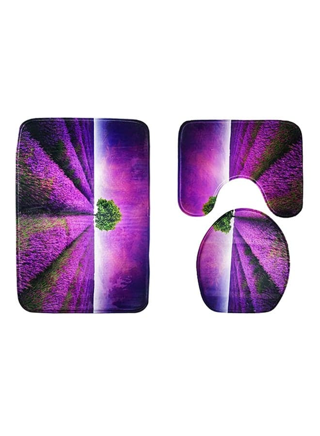 3-Piece Toilet Mat Set Purple/Green