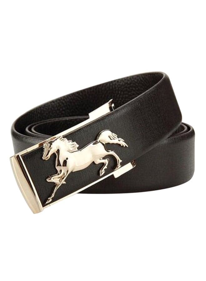 Automatic Closure Leather Belt Black
