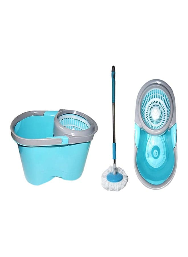 2-Piece 360 Degree Spin Mop With Bucket Set Blue/Grey 25x22cm