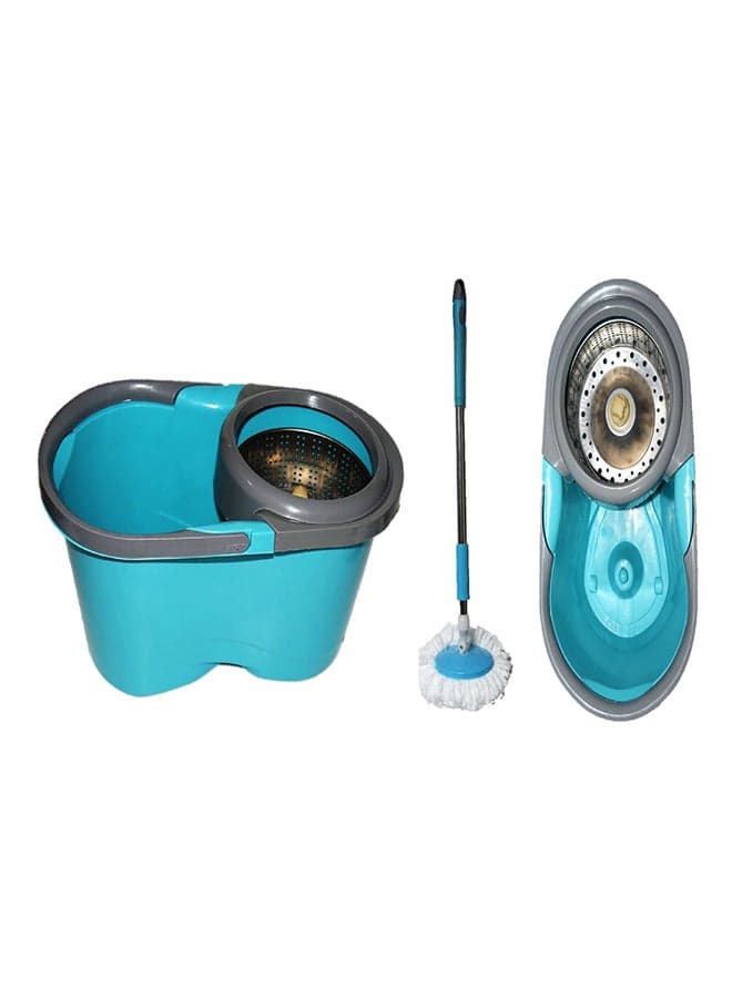 360 Degree Plastic Bucket With Mop Blue/Grey