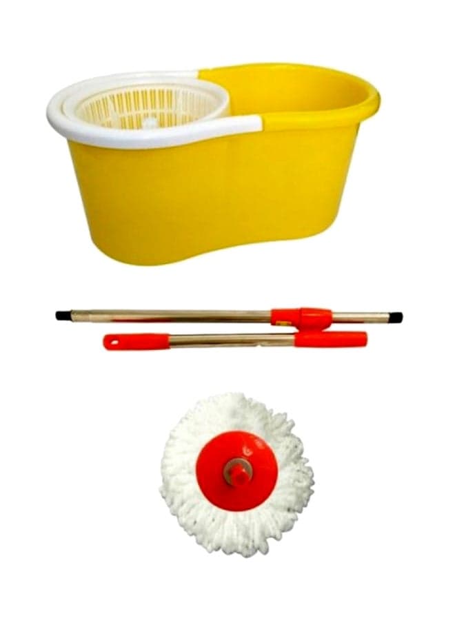 360 Degree Cleaning Mop With Bucket Yellow/White/Red