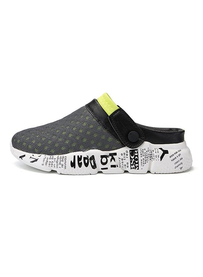 Mesh Detailed Slippers Green/Grey/White