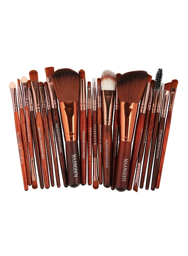 22 Piece Make Up Brush Set Brown/Gold