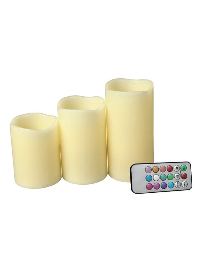 3-Piece Scented LED Candle With Remote Control Yellow