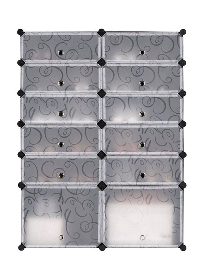 12 Cells Multifunctional Deatchable Storage Cabinet Clear/Black 4 to 6feet