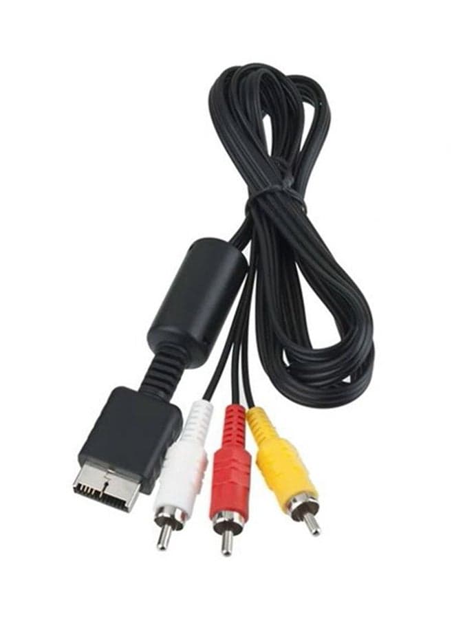 TV RCA AV Audio Video Cable For PlayStation 1, 2 And 3 Black