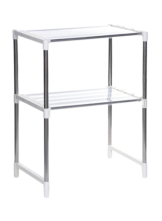 Adjustable 2 Rack Microwave Oven Stand With Hooks White/Silver 88.5x61.5x30.5cm