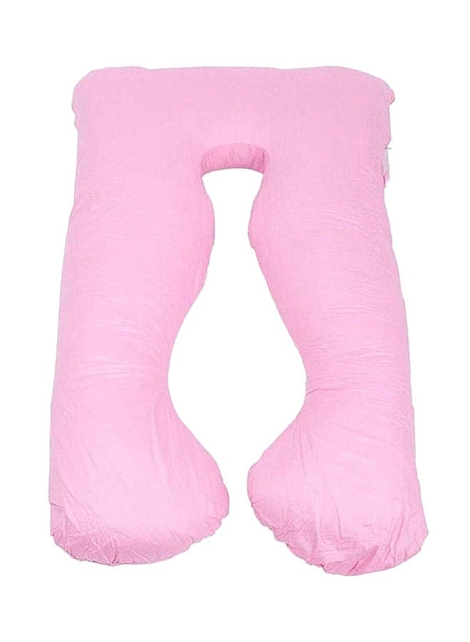 U-Shaped Maternity Pillow Cotton Pink 120x80cm