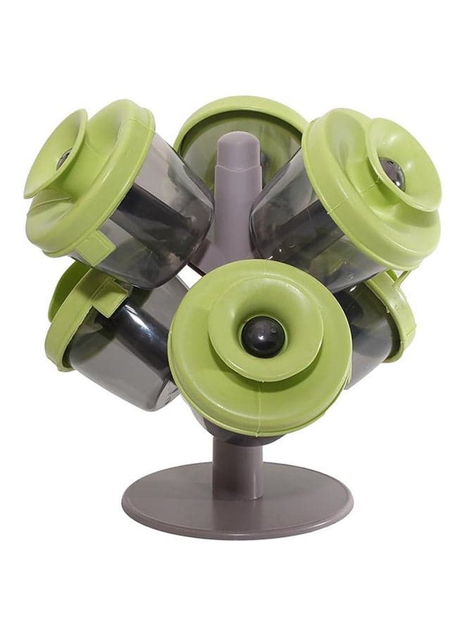 6-Piece Spice Jar With Rack Green/Grey/Clear