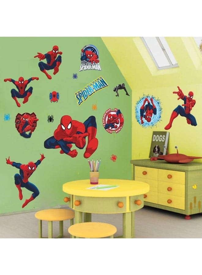 3D Spiderman Wall Sticker Red/Blue 50x70centimeter