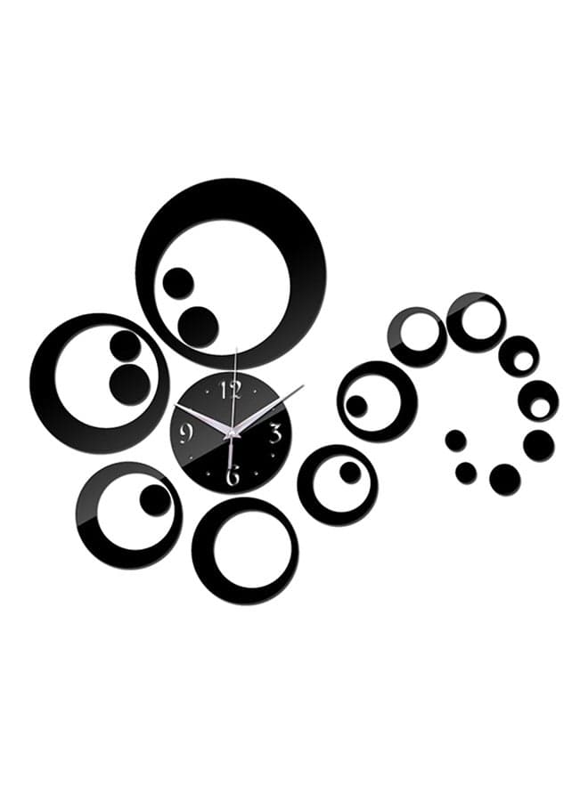 Creative Mute Clock Removable Decorative Mirror Wall Sticker Black 60 x 45cm