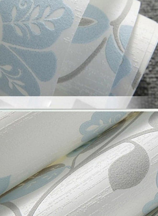 3D Pastoral Warm Wallpaper White/Blue 1000 x 53cm