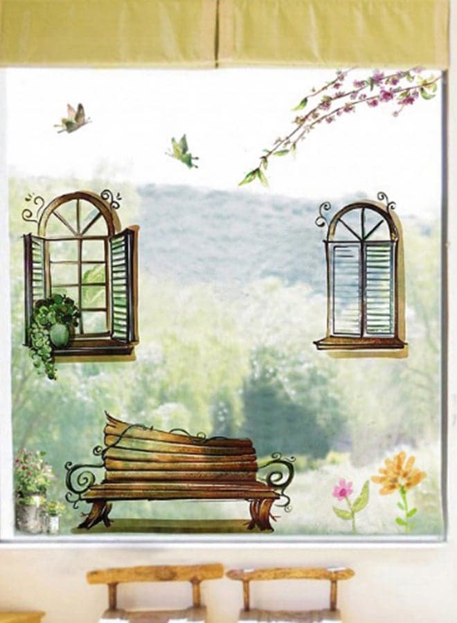 Fake Window Wall Sticker Multicolour 90 x 60cm