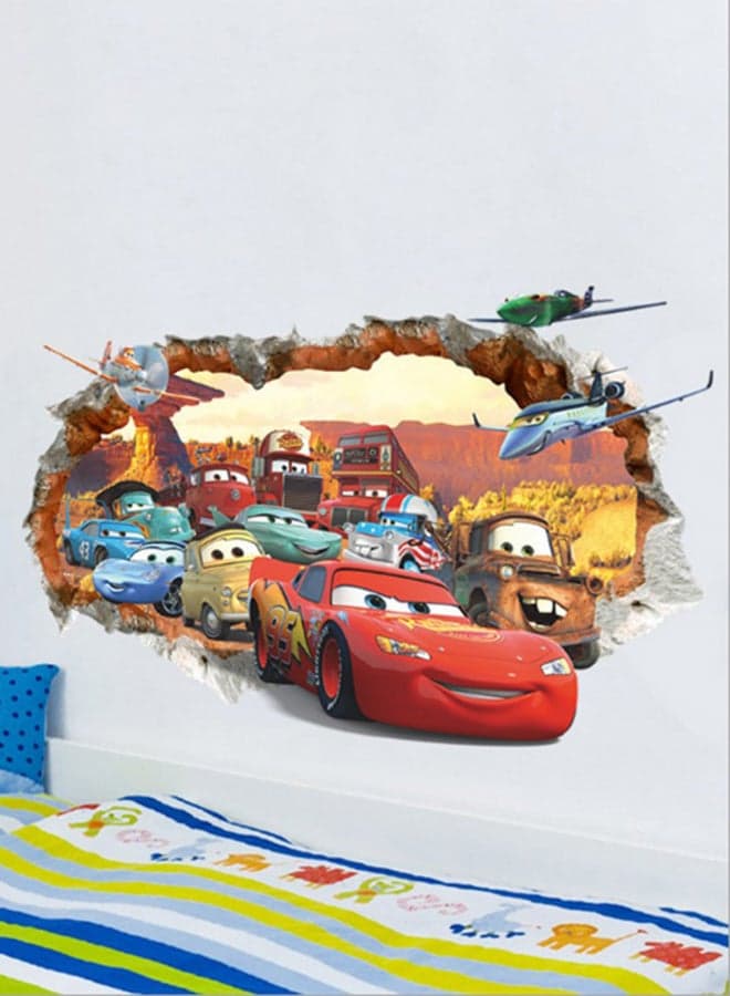 3D Flat Car Decorative Wall Sticker Multicolour 70 x 50centimeter
