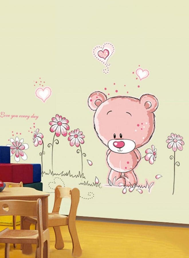 Bear Removable Wall Sticker Pink/White 70 x 50cm