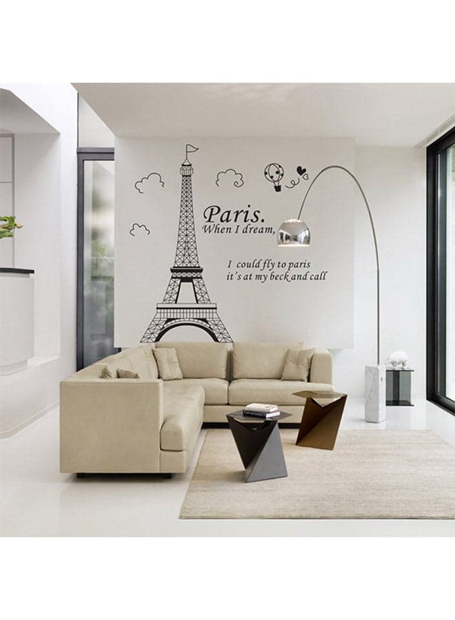Romantic Paris Eiffel Tower Wall Sticker Black 70x50cm
