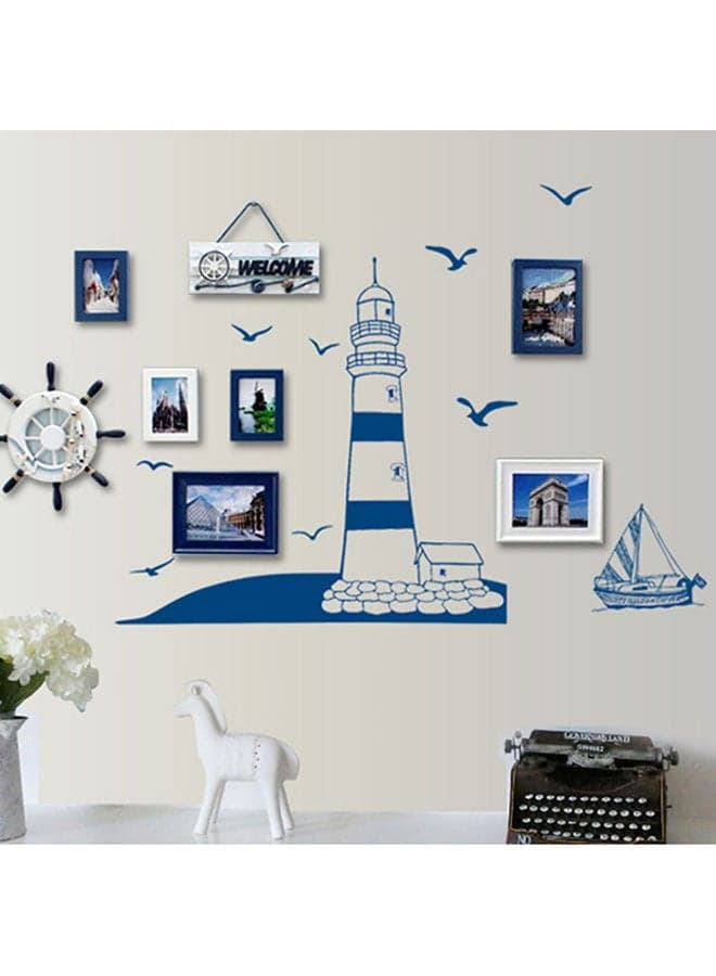 Sailing Boat Tower Removable Wall Sticker Blue