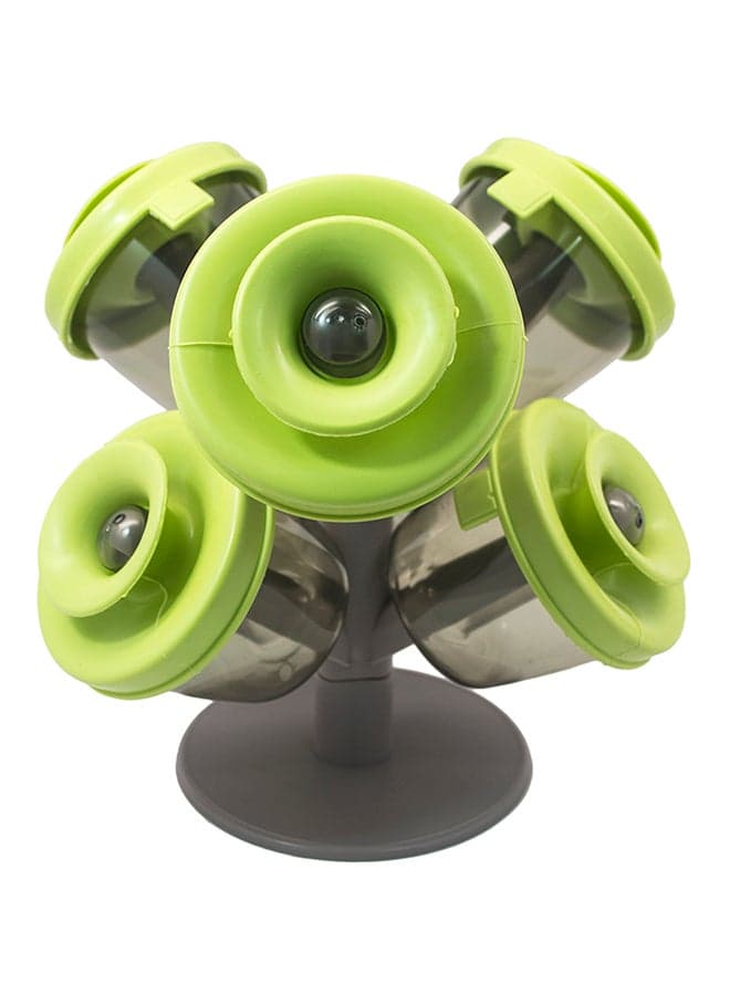 6-Piece Spice Jar With Rack Green/Grey/Clear