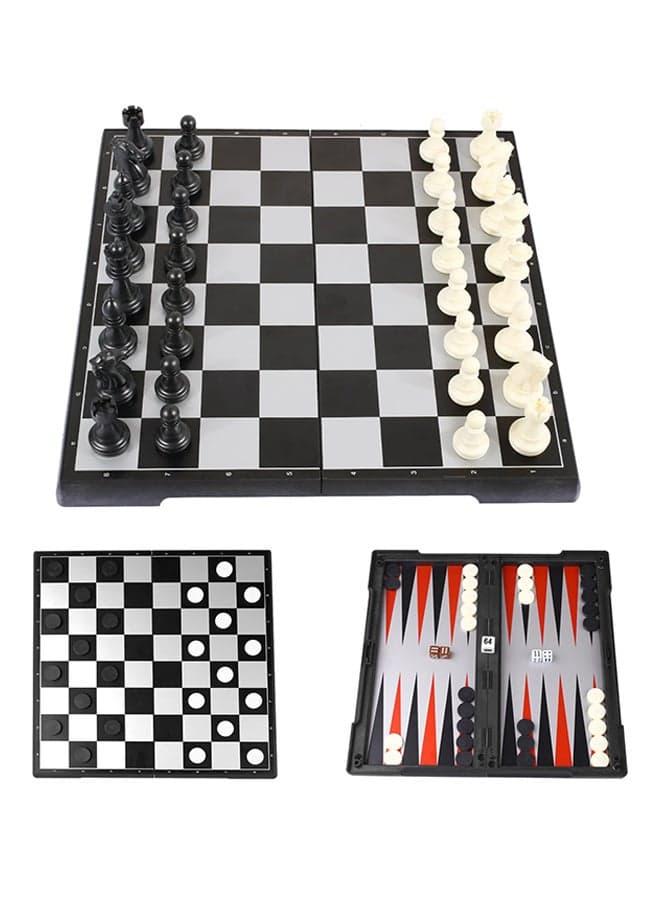 Magnetic Foldable Backgammon Checkers Chess Set