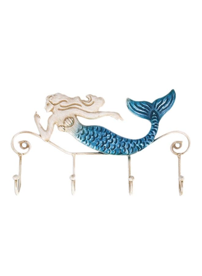 Iron Mermaid Wall Hook Blue/White 95grams