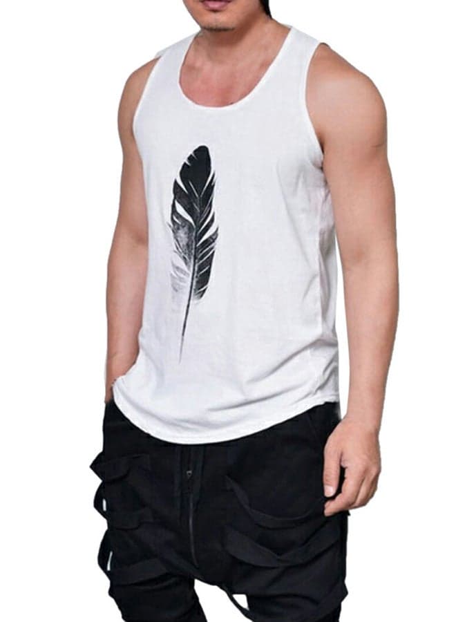 Feather Printed Vest White/Black