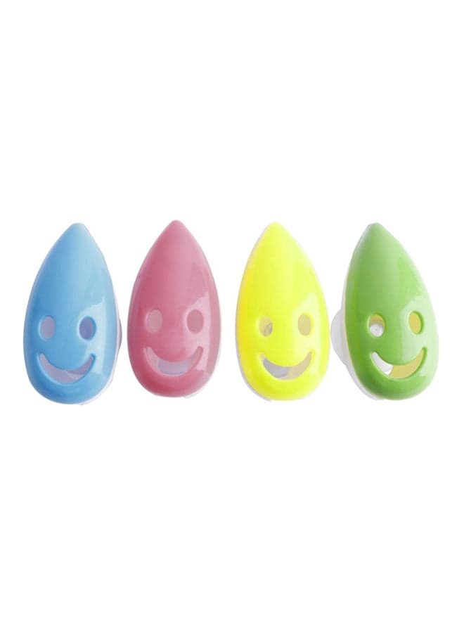 4-Piece Smile Face Toothbrush Rack Holder Set Multicolour 30x40x23mm