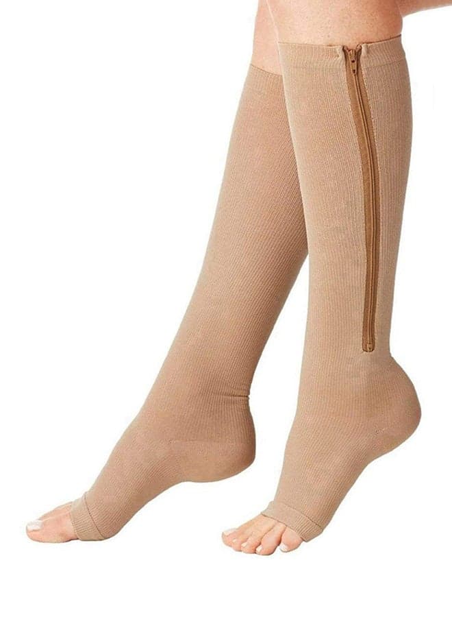 1 Pair Zip Sox Compression Socks EGB0340 Beige