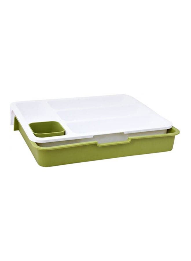 Expandable Plastic Cutlery Storage Tray And Organiser Green 6x28x36cm