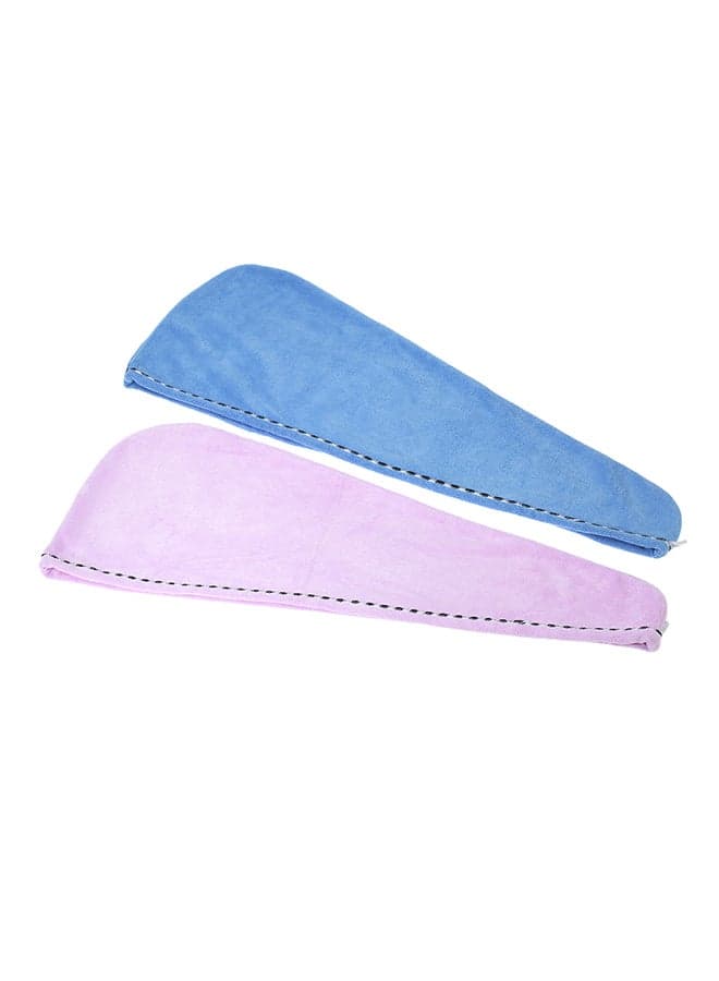 Pack of 2 Hair Towel Set Blue/Pink