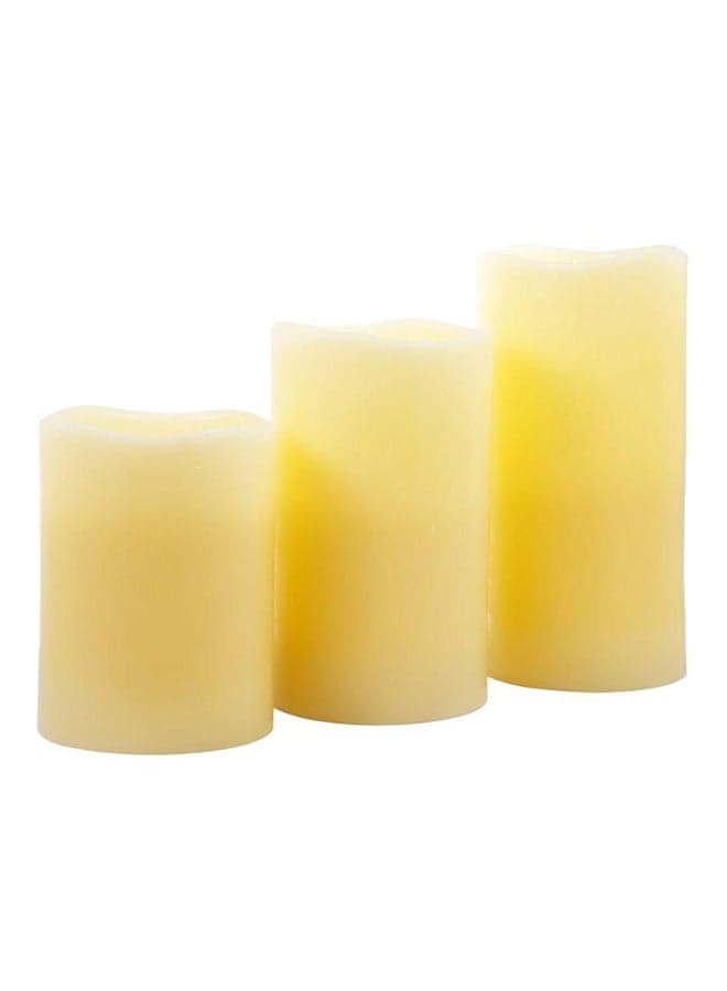 3-Piece LED Wax Pillars With Remote Yellow
