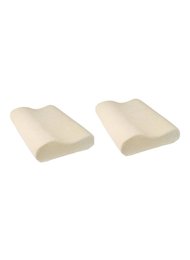 2-Piece Memory Foam Pillow Set Cream 10x30cm
