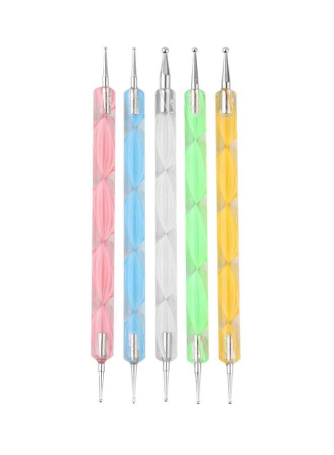 5-Piece Nail Art Dotting Pen Multicolour