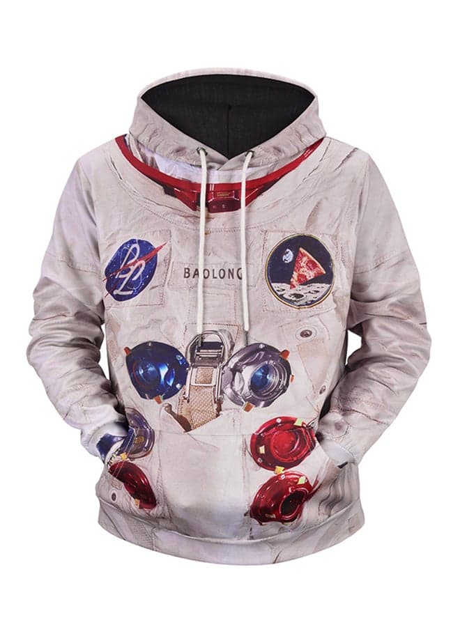 3D Creative Astronaut Print Long Sleeve Hoodie Multicolour