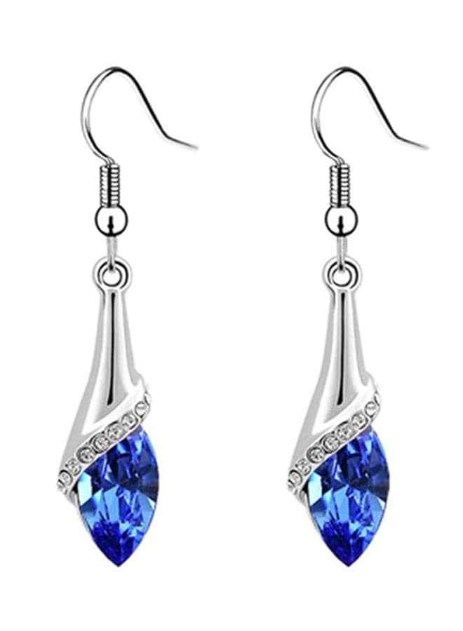 Zircon And Crystal Studded Silver Dangle Earrings