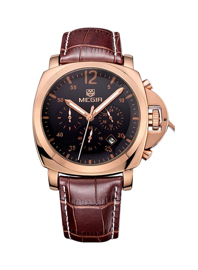 men Water Resistant Leather Chronograph Watch MEGIR-0602