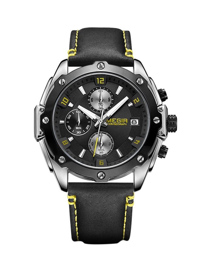 men Water Resistant Leather Chronograph Watch MEGIR-4904