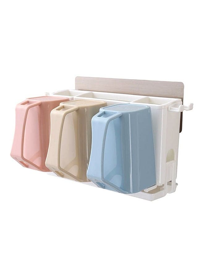 4-Piece Hanging Cup Toothbrush Holder Multicolour 17x15x28cm