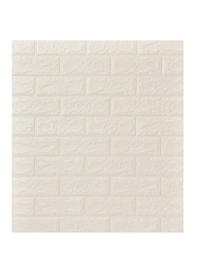 10-Piece 3D Foam Bricks Wallpaper Set White 70x77x0.5cm