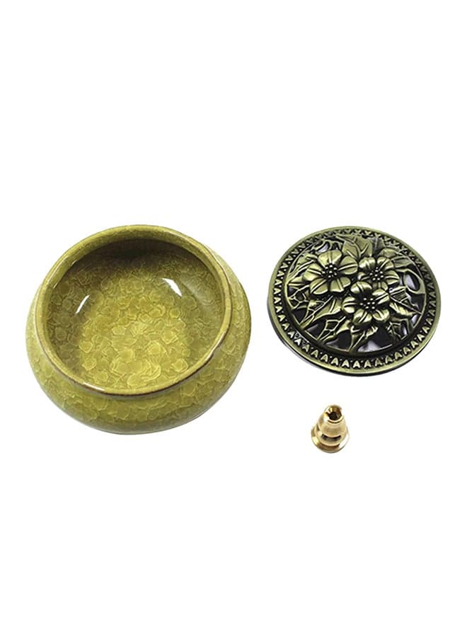 Ceramic Incense Holder Yellow/Gold 3.9 x 2.8inch