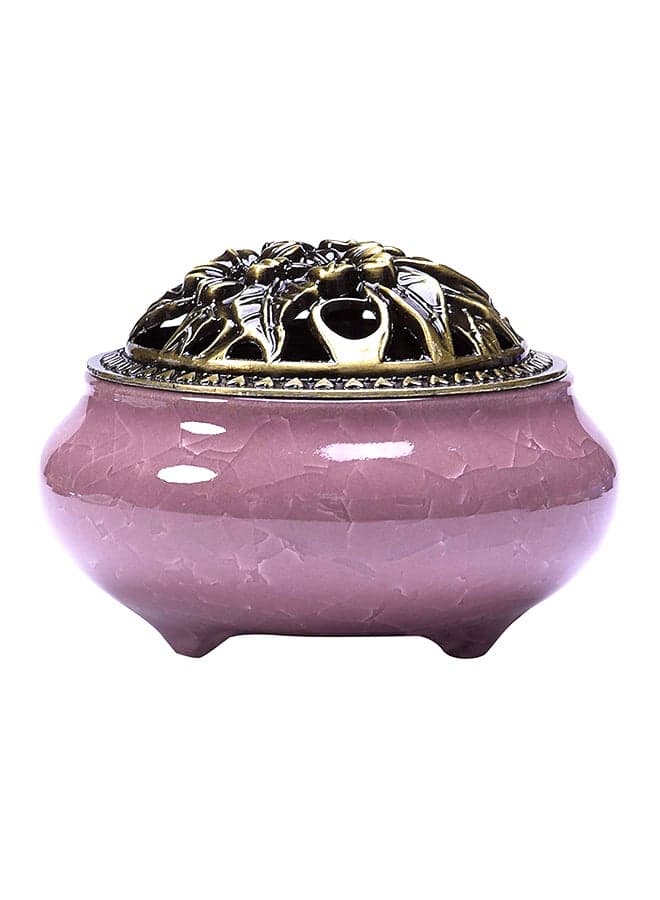 Ceramic Incense Stick Holder With Lid Lavender/Gold 3.9x2.8inch