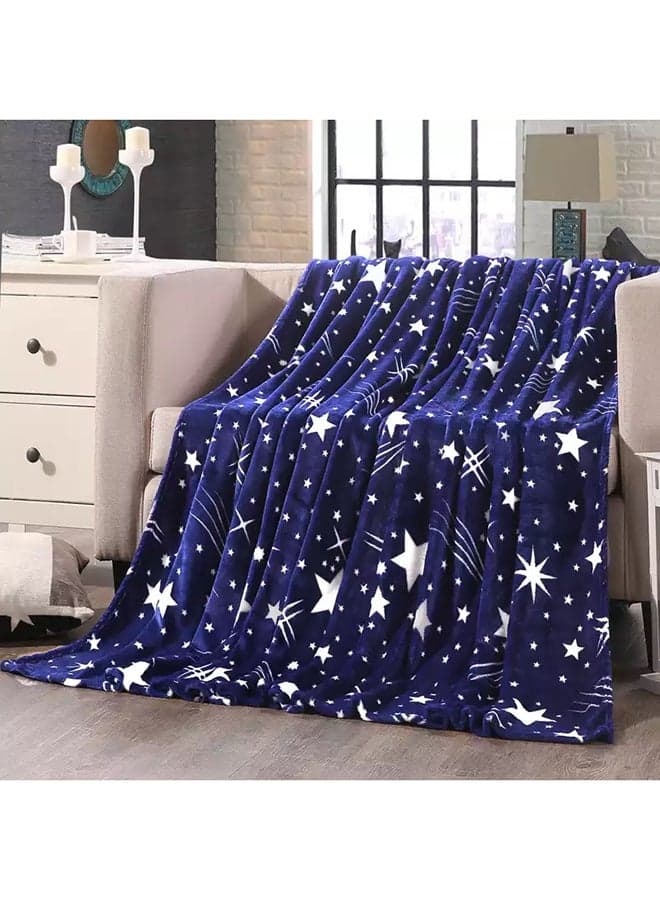 Beautiful Stars Design Soft Fleece Blanket polyester Blue/White 200 x 230cm