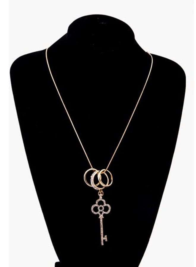 Crystal Rhinestone Key Pendant Chain Necklace