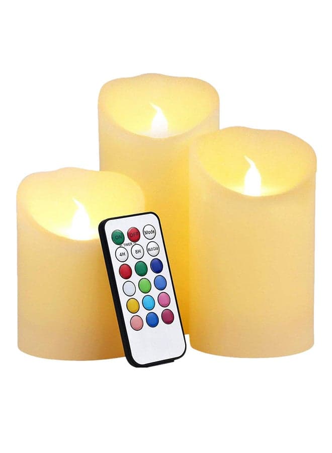 3-Piece Colour Changing Flameless Candle Set Multicolour