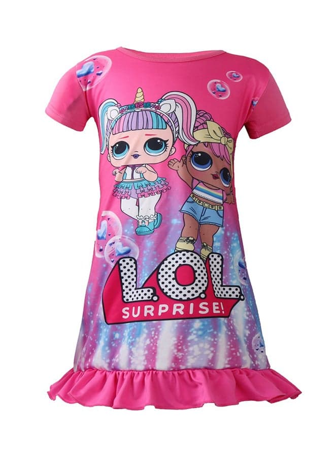 Cartoon Three Dimensional Printing Dress Pink/Purple